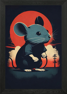 Stilisierte Maus Illustration mit neu gerahmtem Wandbild Poster Leinwanddruck Bild
