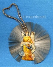 Weihnachten, alter Christbaumschmuck, Glasfaserkreis mit Engeloblate, um 1900 !