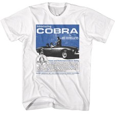 Carroll Shelby - 60s Cobra Ad - American Classics - Solid White Adult Short Slee