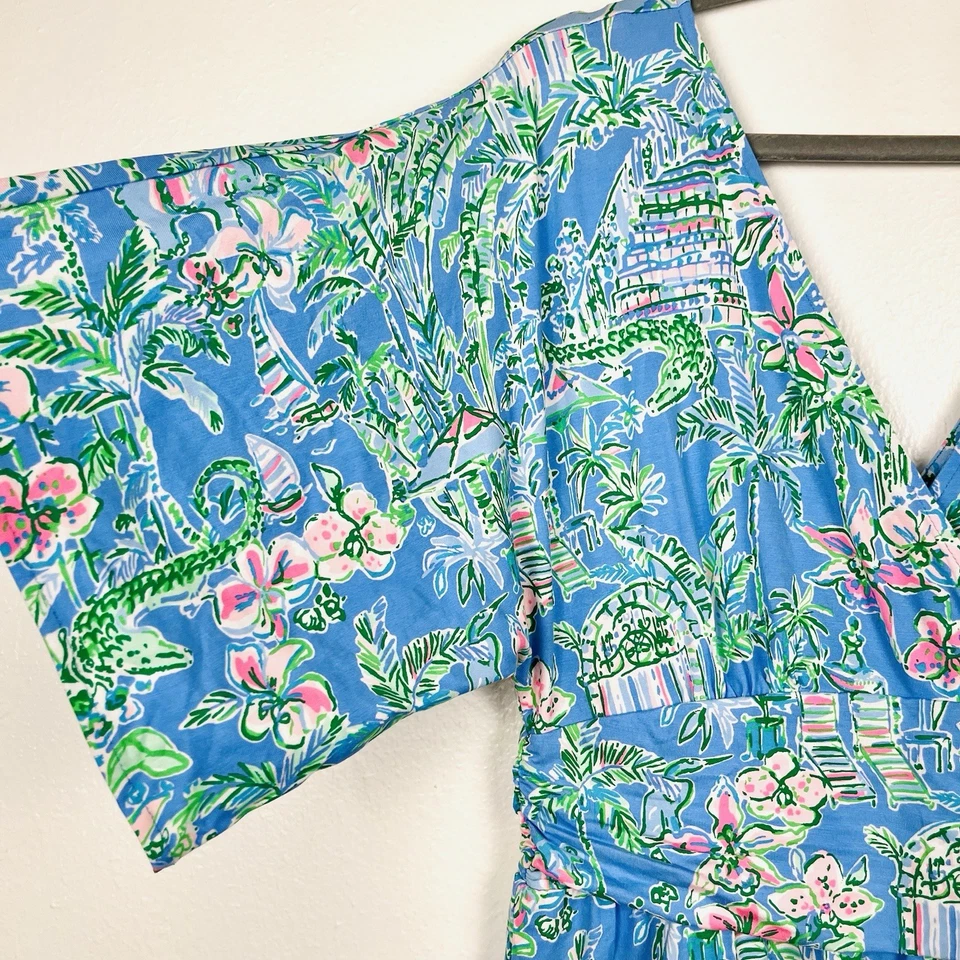 NWT Lilly Pulitzer Large Parigi Skort Romper Dress Boca Blue Floral Print - Image 4 of 4