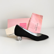 kate spade new york Black Suede Pump Rhinestone Pointed Toe Block Heel 9B