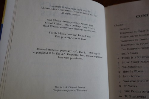 Alcoholics Anonymous AA Big Book 2001 4th Edition FIRST PRINTING w/dust jacket - Imagen 9 de 12
