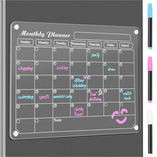 15.2X11.2 Inch Magnetic Acrylic Calendar for Fridge Refrigerator Meal Planner