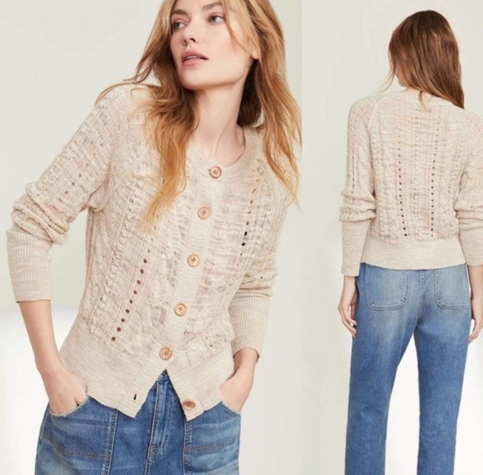 Veronica Beard Ayeka Cable Knit Button Cardigan S… - image 3