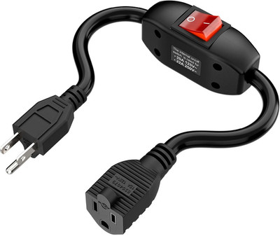 Inline On/Off Switch Extension Cord,  3-Prong Household Switchable Power Cords,