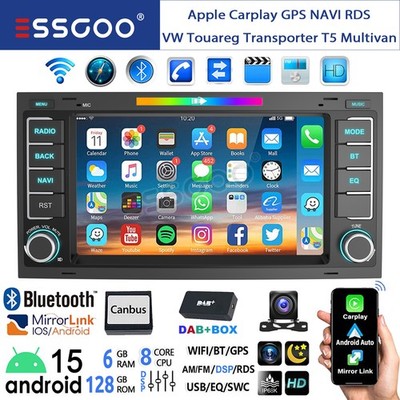 DAB Für VW T5 Multivan Transporter 6+128G Carplay Android 15 Autoradio GPS BT 4G