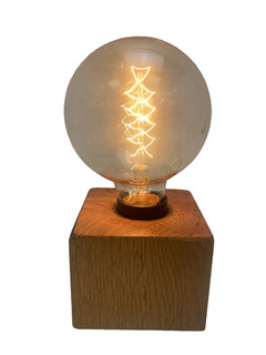 Wooden Block Table Lamp Vintage Edison Filament Globe Light Bulb A8T G81