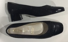 Elmdale Women's Black Uk7 Leather Snake Effect Court Shoes 4cm Heel Made England