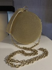 Whiting and Davis Gold Mesh Wristlet With Chain