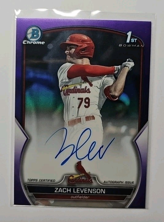 2023 Bowman Draft Zach Levenson Chrome Auto Purple Refractor 1st #62/250