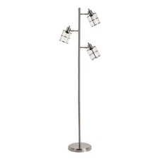 Modern 3 Light Floor Lamp With Adjustable Ribbed Glass Shades  Reading Light 68