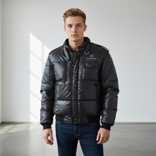 Vintage Norman Todd Classic Mercedes Benz Nylon Bomber Padded Jacket Large #1552