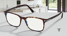 Tom Ford FT5831 F B 052 Plastic Dark Havana 55 mm Men's Eyeglasses