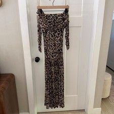 Farm Rio Tiny Flowers Off The Shoulder Ruched Maxi Dress Black Floral XS Boho