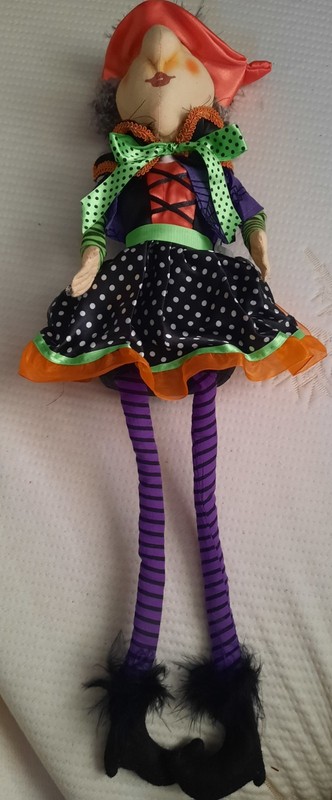 Holiday Witch Doll Decoration (used) - 22 Inch Length and 6 Inch Width 
