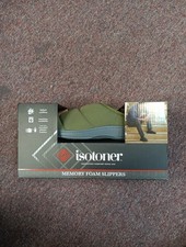 Isotoner Men  s Classic Comfort Hoodback Slippers Size 9.5-10.5 Loden