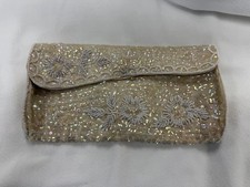 Vintage Beaded Sequin Evening Clutch Bag Pearl White Ivory Bridal Prom 4x9