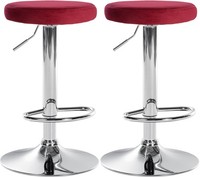 2Er Set Barhocker Ponte Samt Chrom Rot