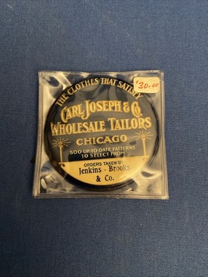Vintage Carl Joseph & Co. Wholesale Tailors Advertising Button Chicago 