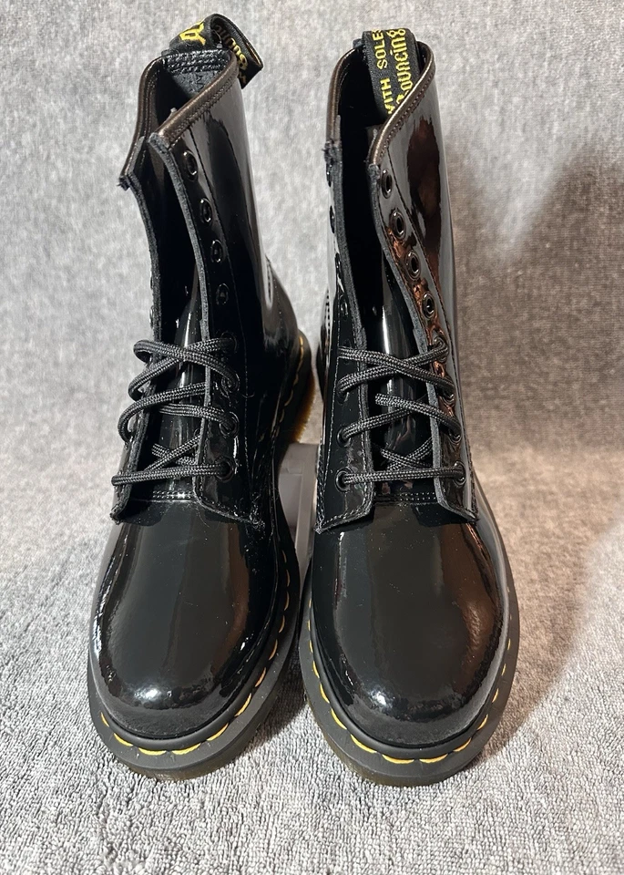 Новый в коробке Dr Martens патент Lamper черный патент шнурует вверх боевые ботинки размер 7 - Изображение 2 из 4