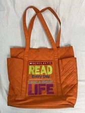 Scholastic Library Book Bag Read School Teacher 16” Reading Quilted NOTES