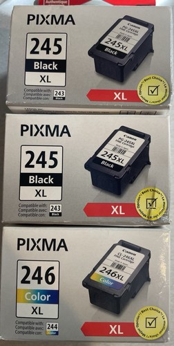 Lot of 3 New Canon PG-245XL & CL-246 Black Color Genuine Ink Cartridge PIXMA OEM