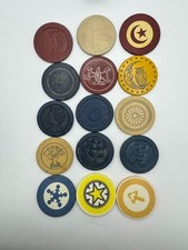 (15) FIFTEEN Vintage Poker Chips Engraved Pok...
