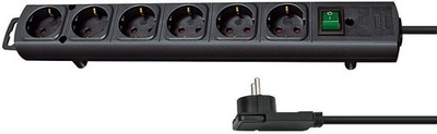 BRENNENSTUHL - Comfort-Line Plus Euro 6 Gang Extension Lead, 2m, Black