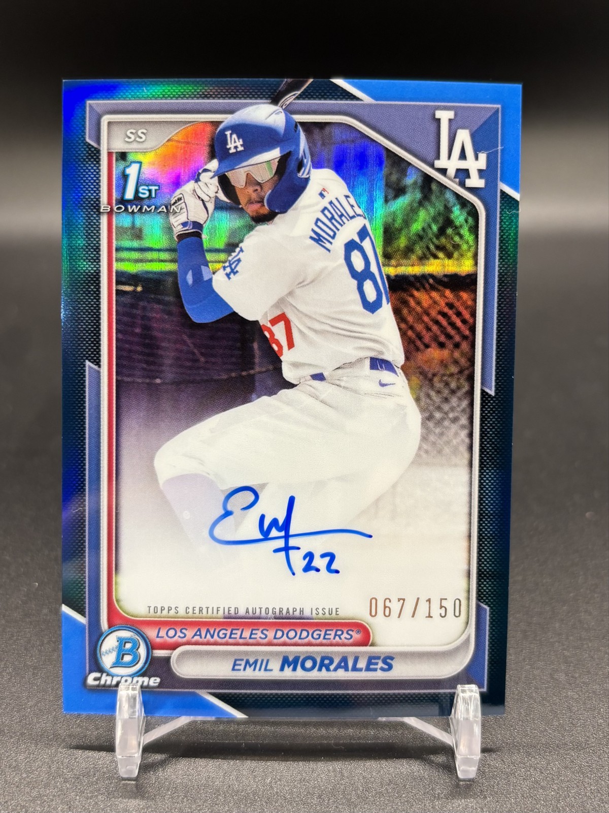 2024 Bowman Chrome 1st Emil Morales True Blue Auto /150 #CPA-EM (RC)