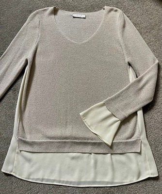 M&S Per Una - Größe 10 - Damenpullover mit Glitzerfaden - V-Ausschnitt