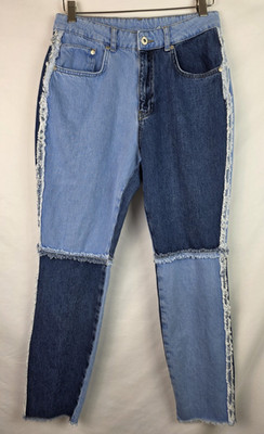 Ragged Priest Jeans Women's Size 30 Patchwork Colorblock Frayed Denim Pants
