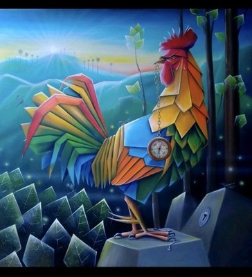 oil on canvas jose verde T El rey de la campin̈a cuban beautiful art 101x101 cm 
