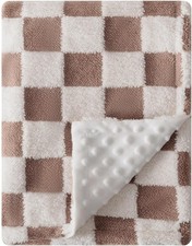 Soft Black and White Checkered Baby Blankets for Unisex Girls or Boys Breathable
