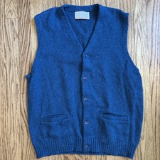 Vintage Jantzen Scotch Tumbler Sweater Vest XL Blue Wool Knit Grandpa