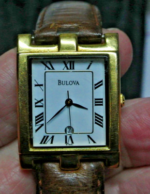 Bulova Men's Classic Rectangular Tank Watch GOLD TONE DATE RUNS