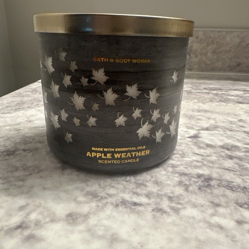 1 Bath & Body Works APPLE WEATHER 3 Wick Scented Wax Candle 14.5 Large