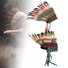 Chief Indian Feather Headdress Decor Dressing up Costume Accessory for Halloween