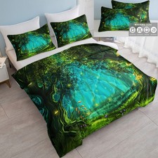 Green Light Forest Duvet Cover Set 3PCS Soft Bedding Set Twin Full Size Bedroom