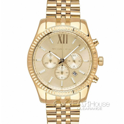 #ad Michael Kors Lexington Mens Dress Watch Chronograph Dial Gold Stainless Steel $118.60