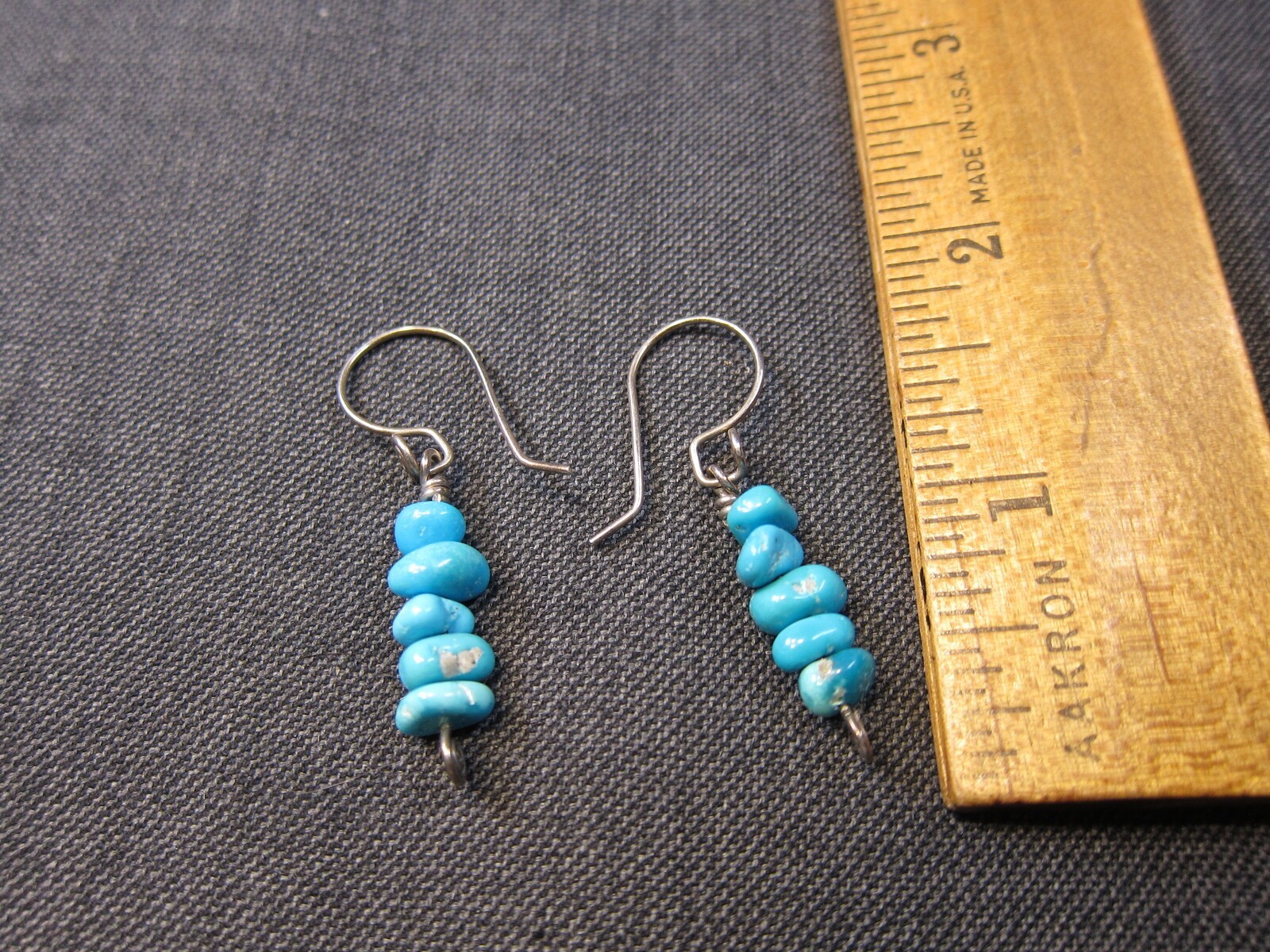 Beautiful blue stone stack earrings sterling silv… - image 1