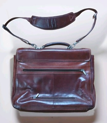 Vintage Brown Tony Perotti Italy Leather Teacher Bag Document Briefcase 17'' x 12