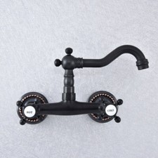 Black Oil Rubbed Brass Kitchen Faucet Bathroom Sink Mixer Tap Wall Mount ssf741