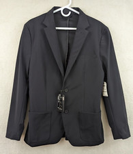 Alfani sz M Alfatech Notch Lapel Patch Pocket Blazer jacket black stretch 1050