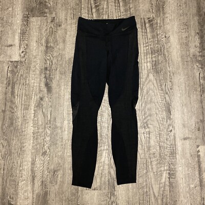 Nike Legendary Tight Fit Full Length Leggings Power Black Training Mesh Cut Out