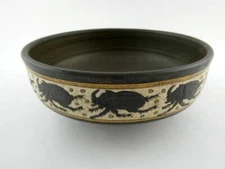 Jata Maun African Botswana Pottery Bowl with Beetle Side Designs Signed Base