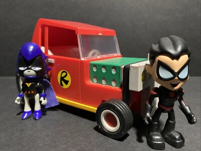 DC Comics Teen Titans Go! 3'' Action Figure Lot - Robin And Raven With Vehicle