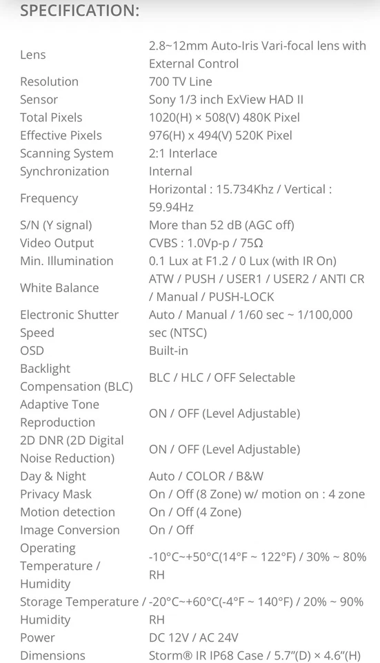Effio-E infared Vandal Proof Dome Camera 700TVL 960H  - Image 4 of 4