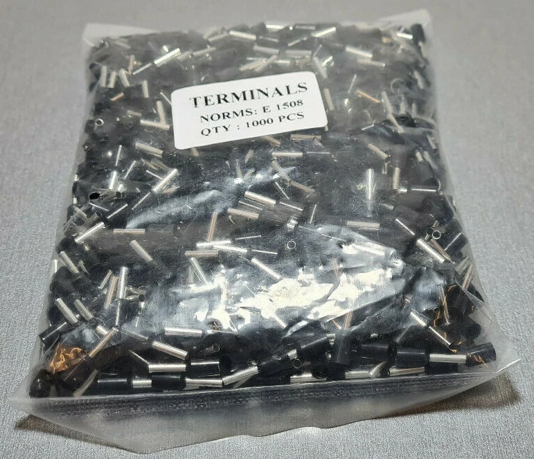 1000Pcs E1508 16AWG 1.5mm² BLACK Insulated Ferrule Bootlace Terminals Crimp - image 3 of 3