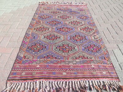 Area Rugs, Turkish Kilim Wool Rug, Handmade Floor Carpet Embroidery Kelim41''X70''