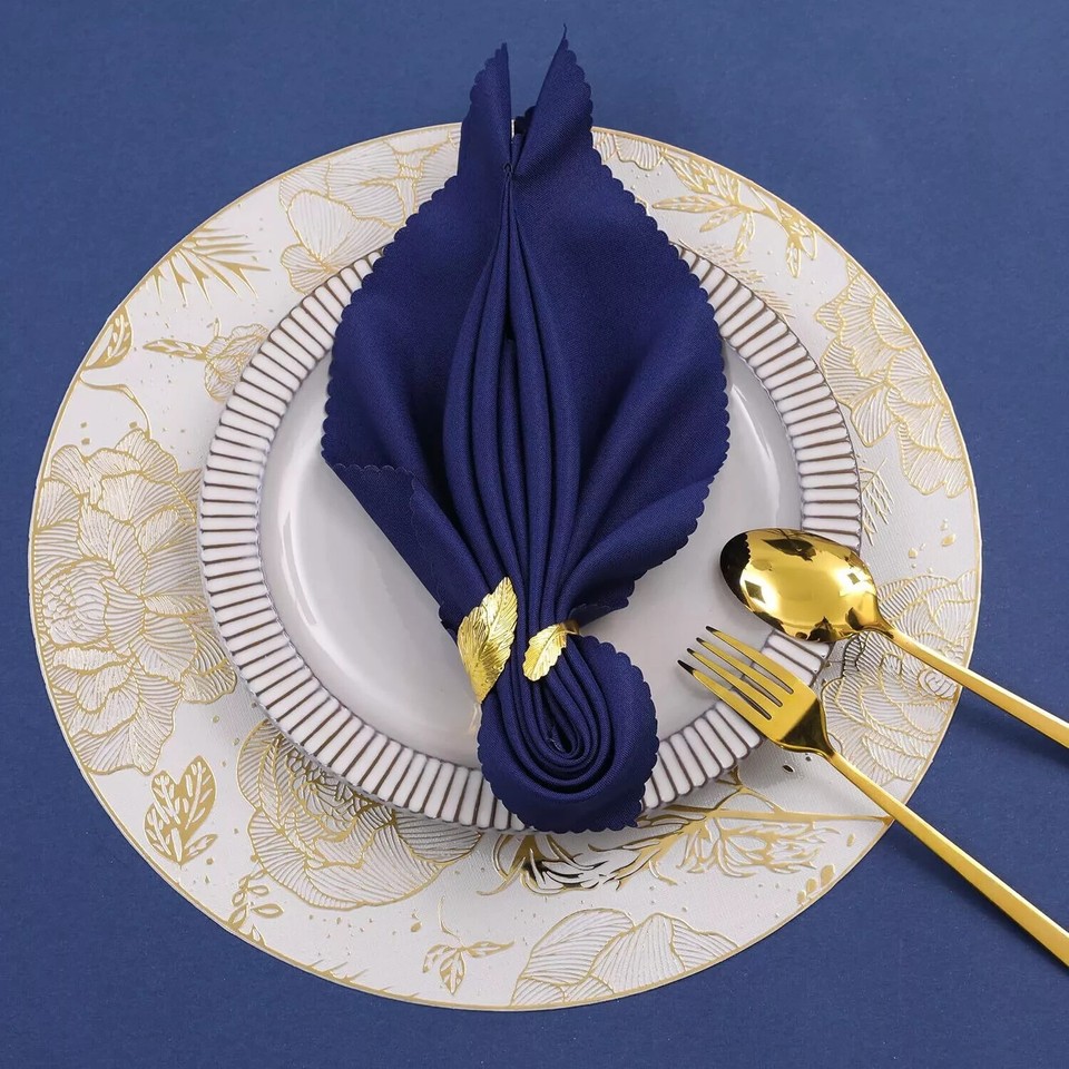 Elegant Floral Round Placemats Gold Placemats Vinyl Placemats Set of 6